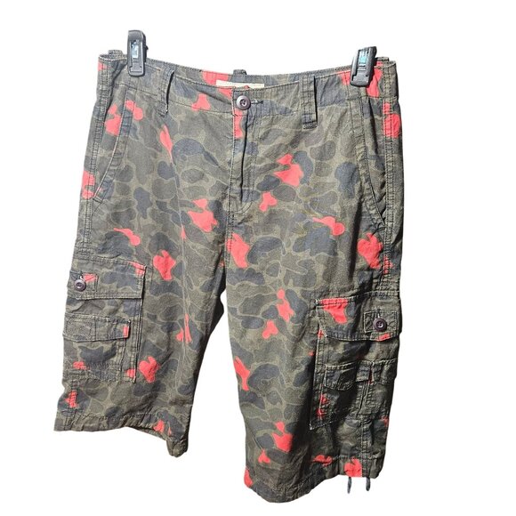 Mens Smoke Rise Camouflage Cargo Shorts W/ Drawstring Hem & Pockets Size 34 Cott - Picture 1 of 8